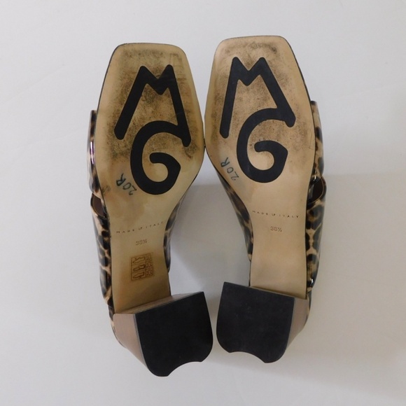 M. GEMI The Zola Camel Leopard Print Patent Leather Sandals Mules Shoes 38.5 8 - Picture 10 of 13